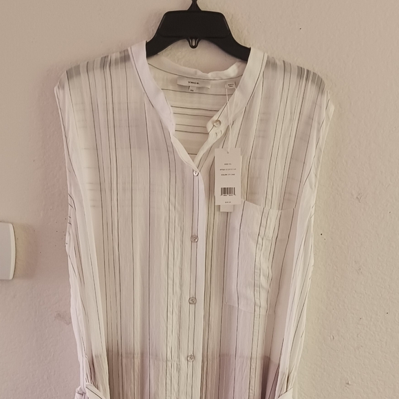 Vince‎ Drapey Button-Down Stripe Shirtdress - Picture 2 of 13